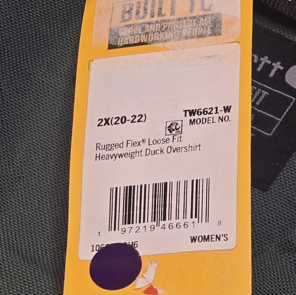 Carhartt Womens Size 2X Green Rugged Flex Heavyweight Duck Canvas Overshirt New - Picture 8 of 9